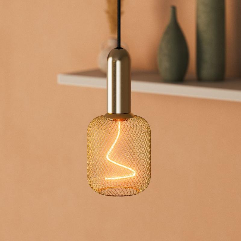 OSRAM VINTAGE 1906 PenduLum ROUND Ø 10 cm Gold - Schlichte Pendelleuchte mit stoffummanteltem Kabel und E27 Fassung ohne Leuchtmittel