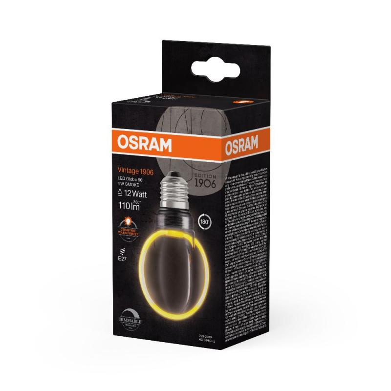 OSRAM E27 LED Vintage 1906 Globe 80 Filament O Lamp dimmbar 4W wie 12W extra warmweißes gemütliches Licht