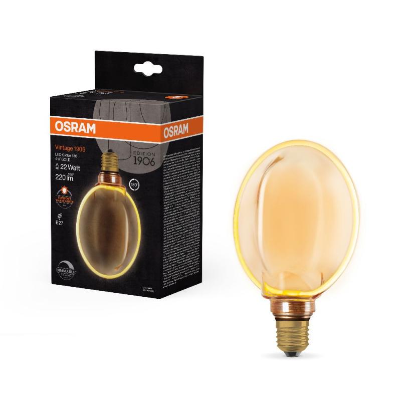 OSRAM LED Vintage 1906 Globe 100 Filament O Lamp dimmbar 4W wie 22W extra warmweißes gemütliches Licht