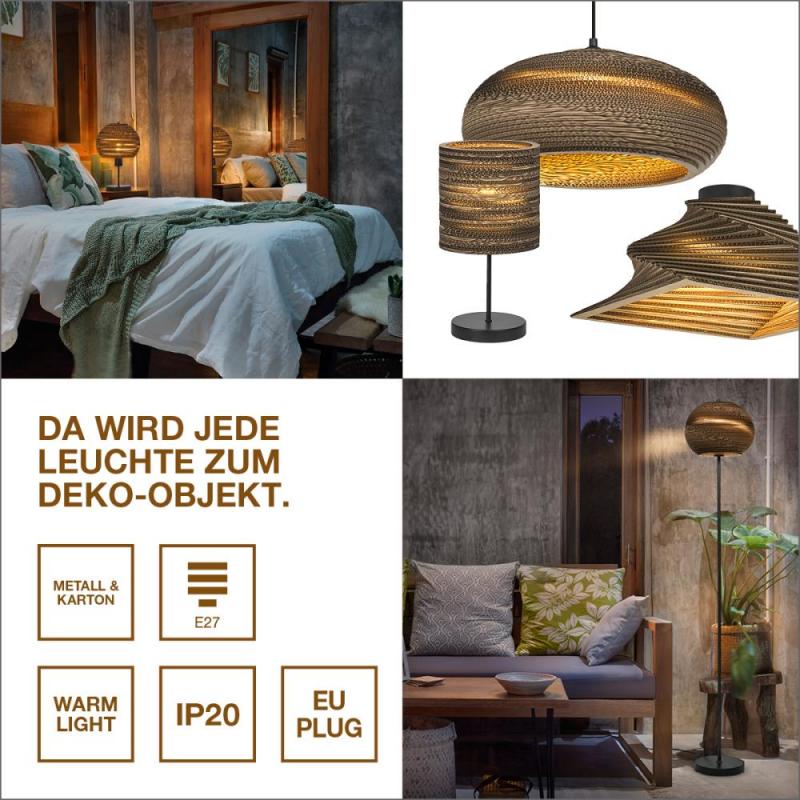 LEDVANCE Pendelleuchte Decor Cardboard Ball braun aus Wellpappe mit Textilkabel