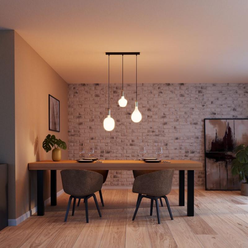 OSRAM VINTAGE 1906 PenduLum ROUND Ø 10 cm Gold - Schlichte Pendelleuchte mit stoffummanteltem Kabel und E27 Fassung ohne Leuchtmittel