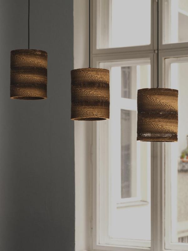 OSRAM Pendelleuchte Cylinder 3-flammig, braun, Ø 20 cm, aus Wellpappe