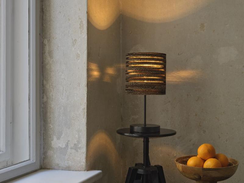 OSRAM Tischleuchte Cylinder, braun, Ø 20 cm, aus Wellpappe