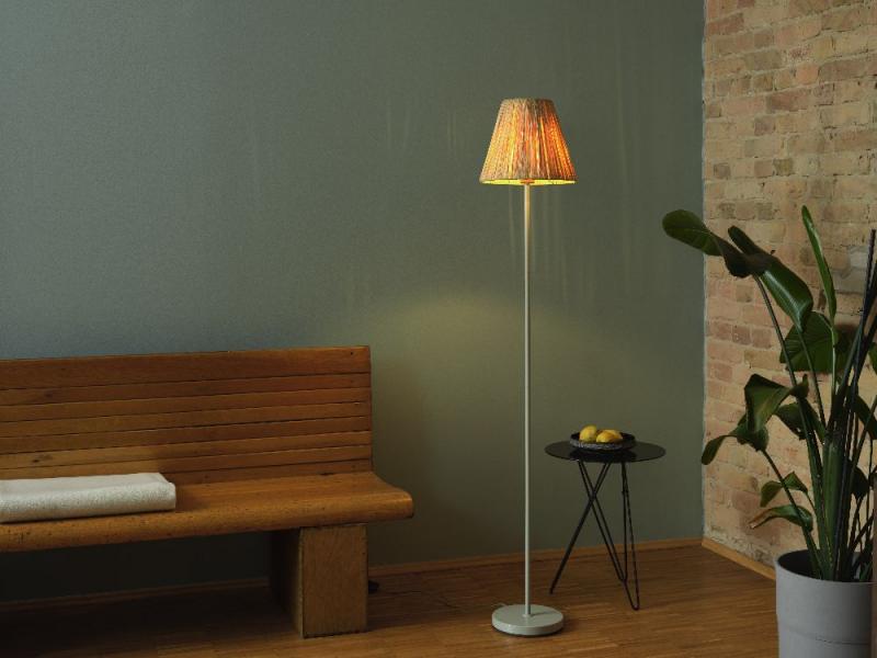 OSRAM Stehleuchte Decor Raffia Green aus Bast und Metall