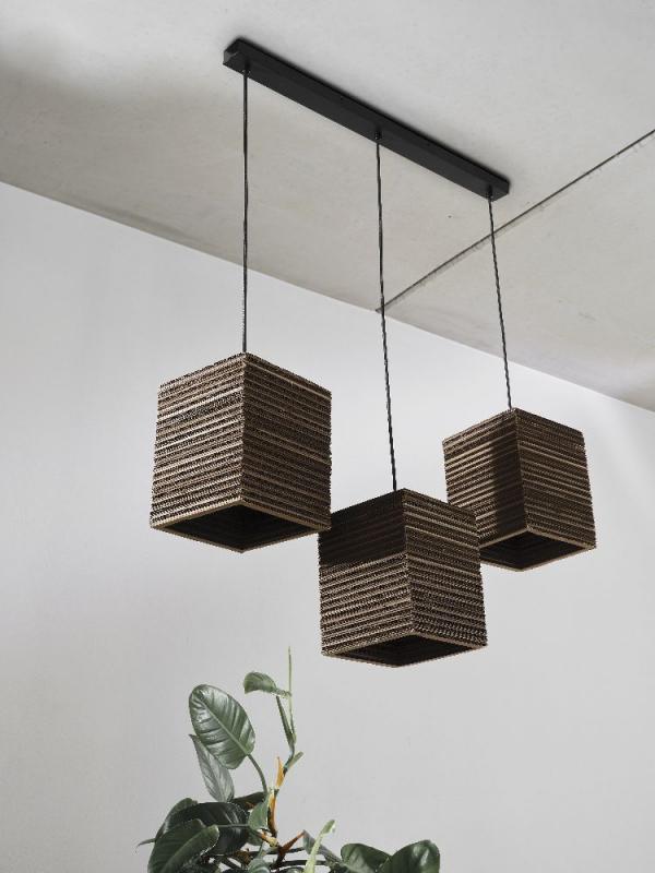 OSRAM Pendelleuchte Decor Cardboard Square 3-flammig braun, aus Wellpappe