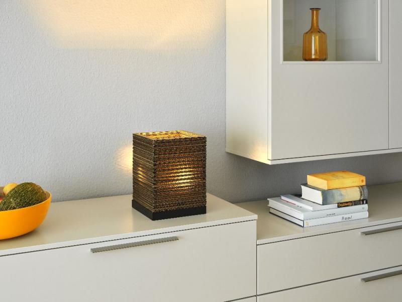 OSRAM Tischleuchte Decor Cardboard Square braun, aus Wellpappe