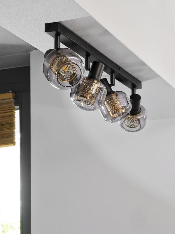 OSRAM Decor 4er Spot Firefly in Schwarz - warmweißes Licht, dimmbar, Metall/Glas