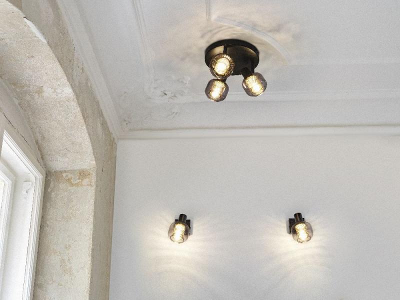 OSRAM Decor 3er Spot Firefly in Schwarz - warmweißes Licht, dimmbar, Metall/Glas