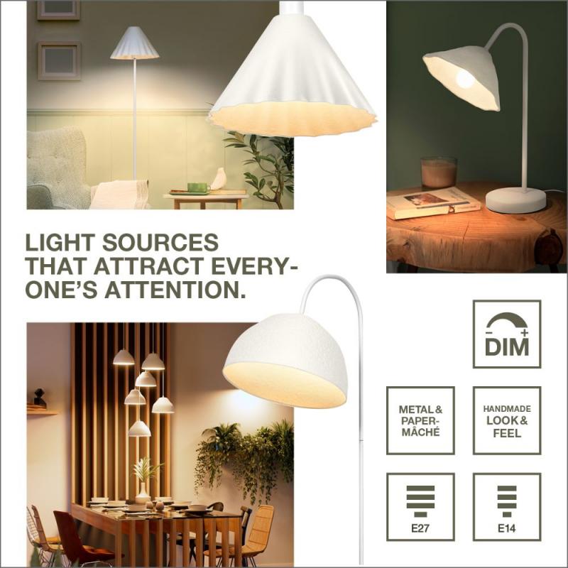 OSRAM Deckenleuchte Decor Pulp weiß Ø 31 cm aus Metall und Pappmaschee mit E27 Fassung