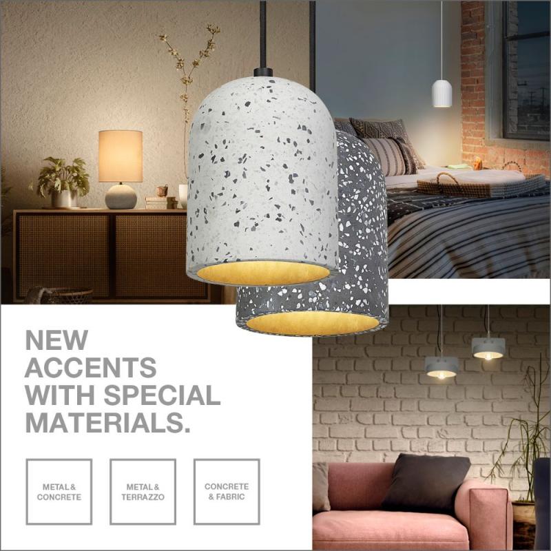 Osram Ausdruckssarke Pendelleuchte Decor Mold aus Beton und Metall in Grau mit E27-Fassung Ø 23 cm