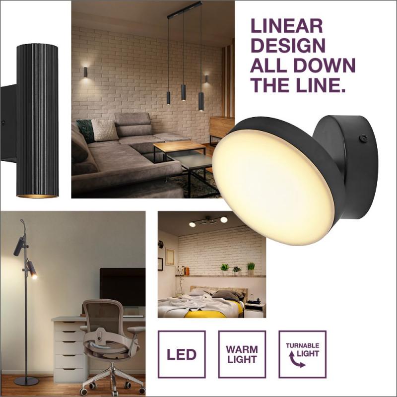 OSRAM Decor 3er Spot Moon Schwenkbarer Deckenstrahler in Schwarz - warmweißes Licht, funktionales und minimalistisches Design, einfache Montage