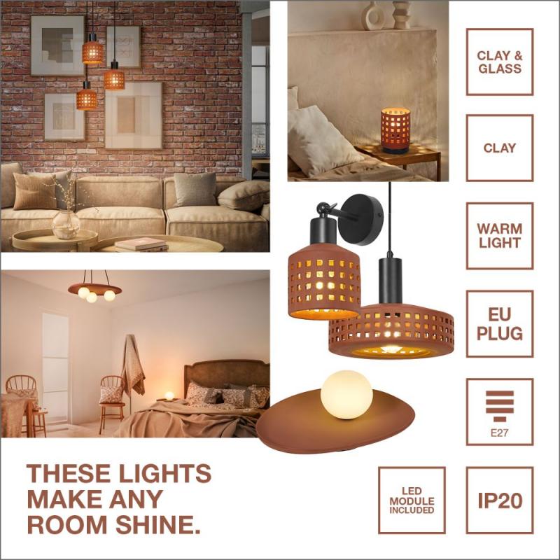 OSRAM Wandleuchte Decor Acacia Nest aus Holz mit G9 Fassung braun - mit matter Glaskugel