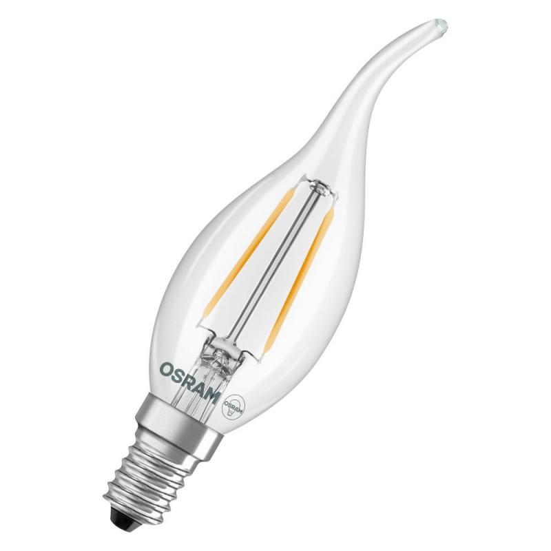 OSRAM LED E14 Kerze Winstoßform Star Classic BA 25 Filament 1.8W wie 25W warmweißes Licht für Kronleuchter & dekorative Leuchten