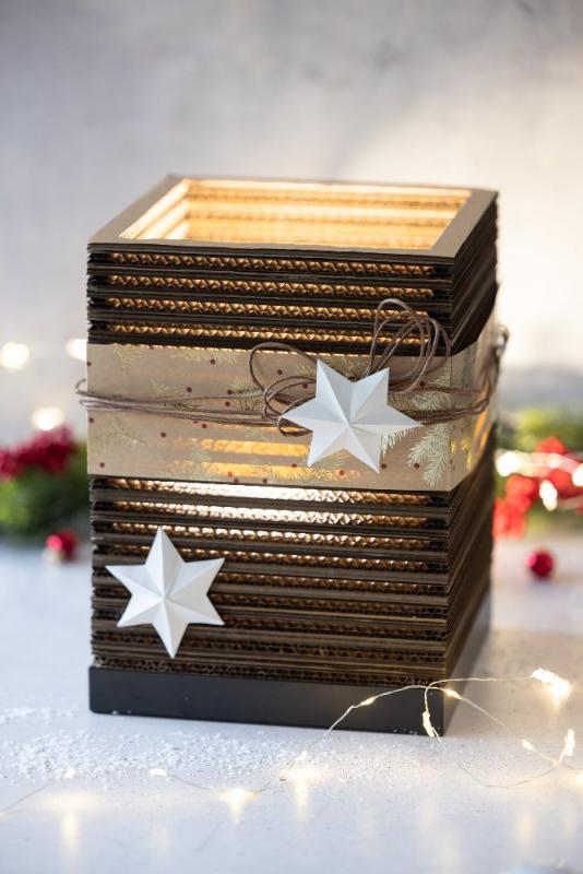 OSRAM Tischleuchte Decor Cardboard Square braun, aus Wellpappe