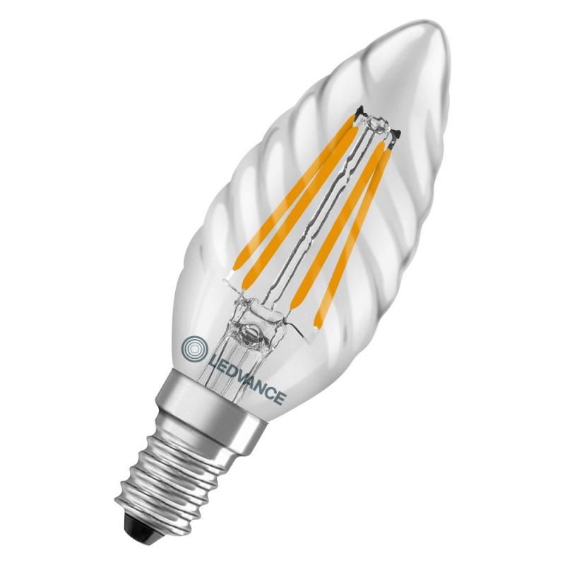 Ledvance E14 LED Kerzenlampe Classic Filament  gedrehte Form 3,4W wie 40W 2700K warmweißes Licht