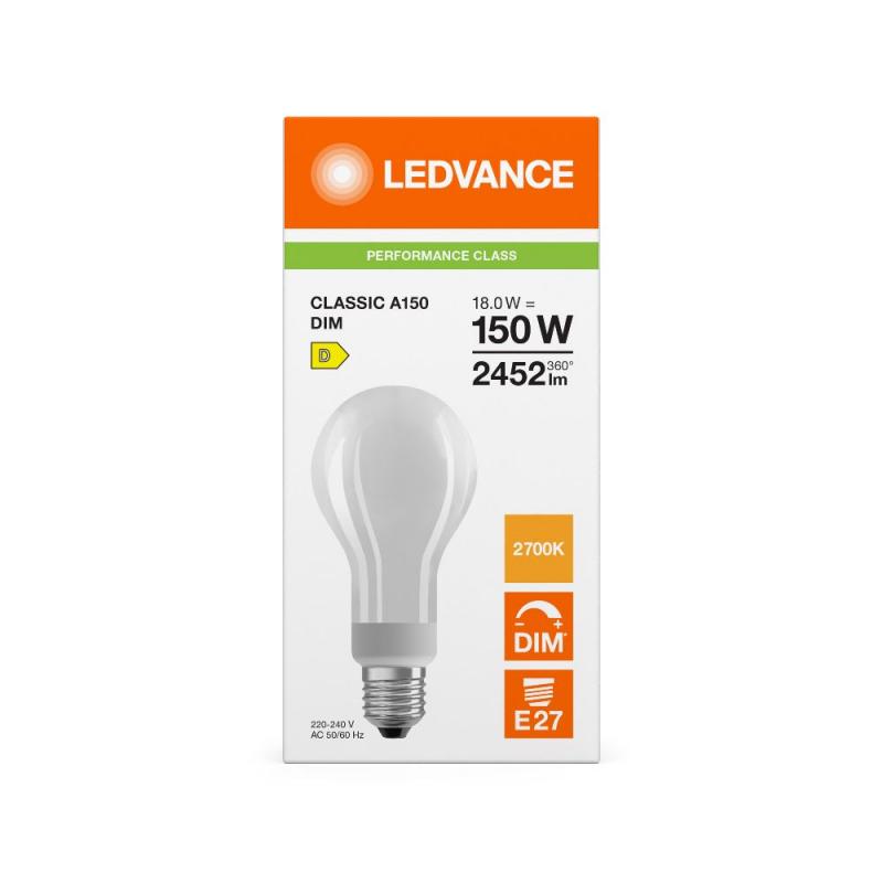 Ledvance E27 CLASSIC dimmbare leistungsstarke LED Lampe opalweiß mattiert 18W wie 150W warmweißes Licht