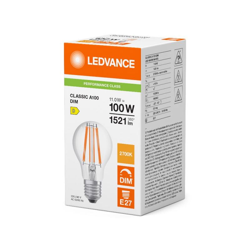 Ledvance E27 CLASSIC Dimmbare LED Lampe 11W wie 100W 2700K warmweißes Licht