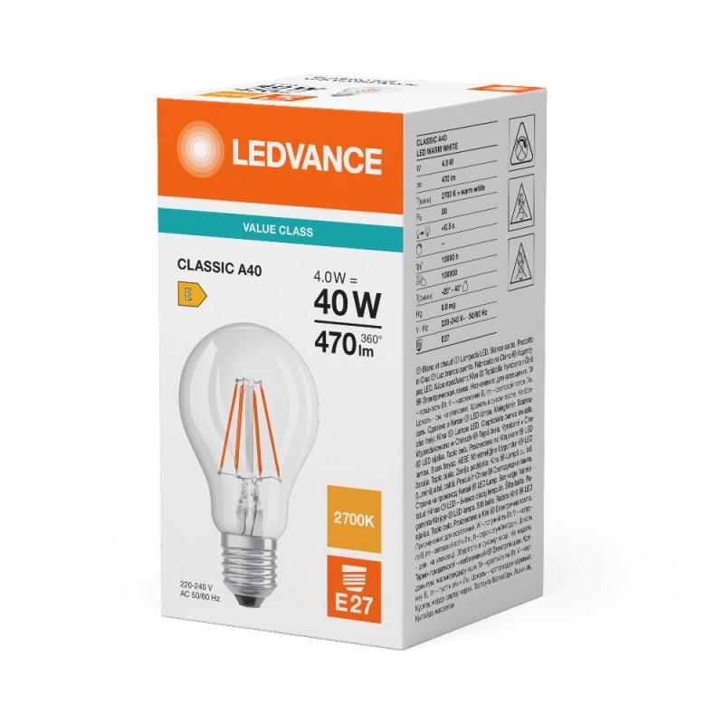Ledvance E27 CLASSIC Filament LED Lampe klar 4W wie 40W 2700K warmweiß