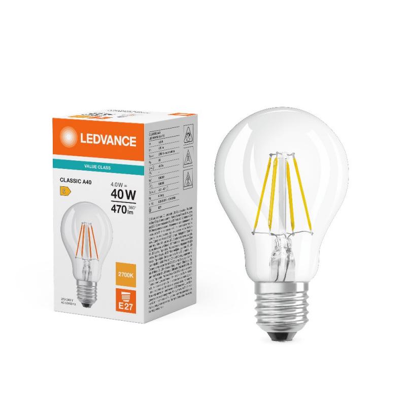 Ledvance E27 CLASSIC Filament LED Lampe klar 4W wie 40W 2700K warmweiß