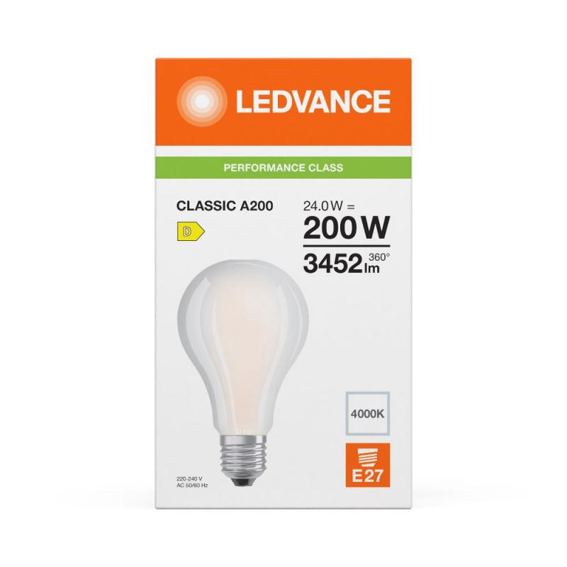 Leistungsstarke Ledvance E27 Classic A 200 LED Lampe gefrostet 24W wie 200W 4000K neutralweiß
