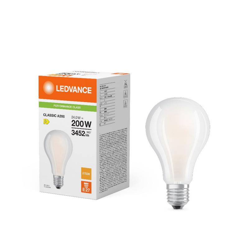 Leistungsstarke Ledvance E27 Classic A 200 LED Lampe gefrostet 24W wie 200W 2700K warmweiß