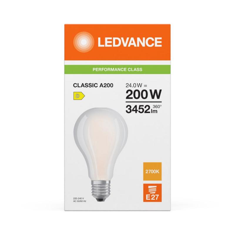 Leistungsstarke Ledvance E27 Classic A 200 LED Lampe gefrostet 24W wie 200W 2700K warmweiß