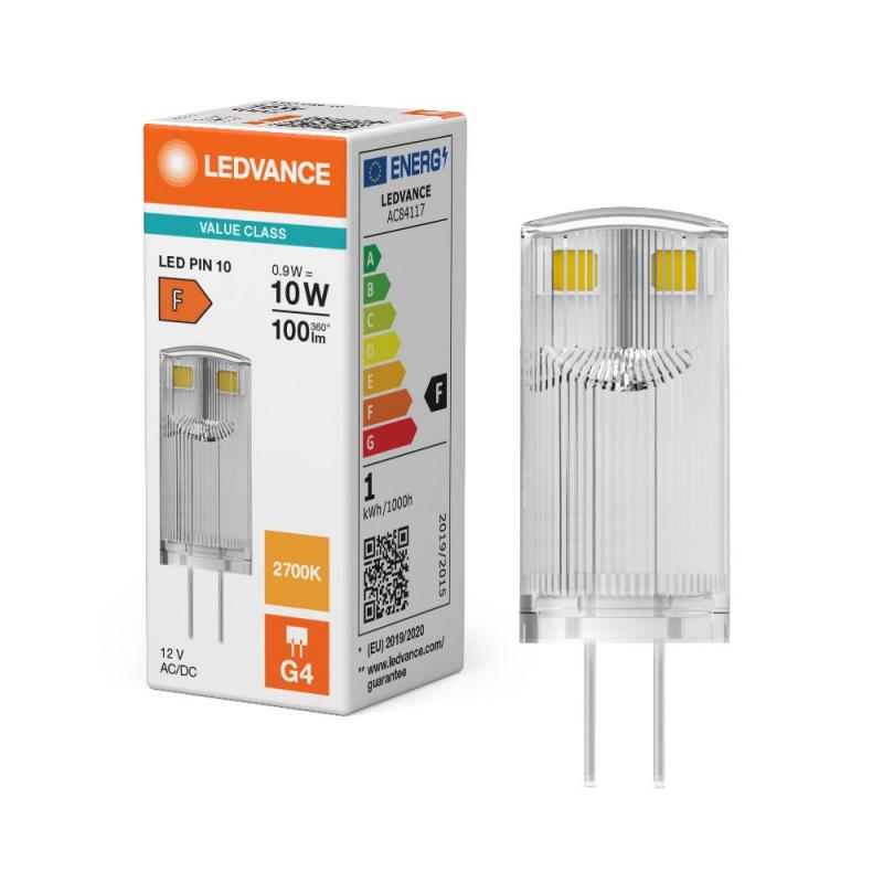 Ledvance G4 LED Stiftsockel Lampe PIN 0,9W wie 10W 2700K warmweißes Licht 12V Niedervolt