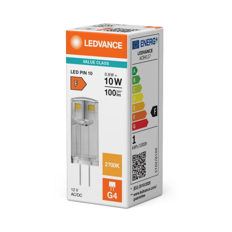 Ledvance G4 LED Stiftsockel Lampe PIN 0,9W wie 10W 2700K warmweißes Licht 12V Niedervolt