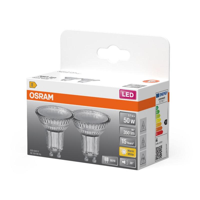 2er Pack OSRAM LED GU10 Strahler PAR16 36° Winkel 4,3W wie 50W warmweißes Licht