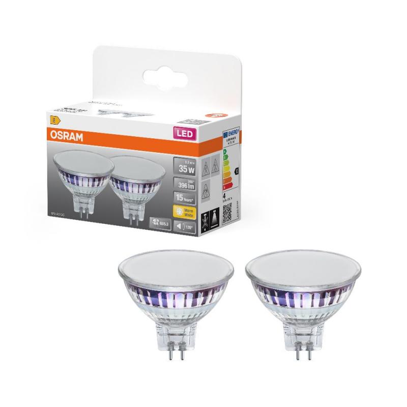 2er Pack OSRAM GU5.3 LED MR 16 Strahler 3,3W=35W 120°-Abstrahlwinkel 2700K warmweißes Licht 12V