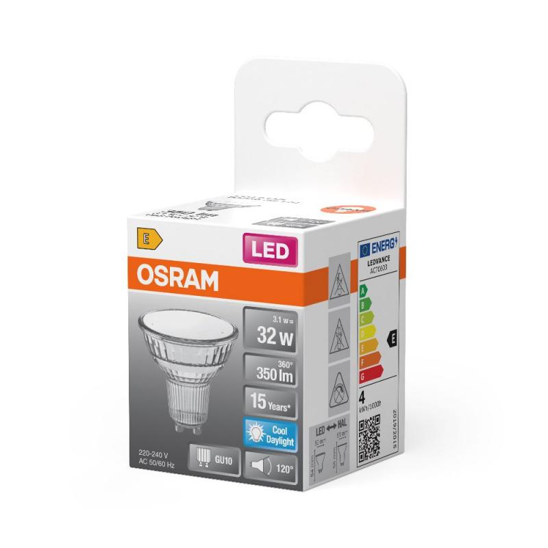 OSRAM GU10 LED Strahler PAR16 120° Abstrahlwinkel 3,1W wie 32W 6500K Tageslichtweiß
