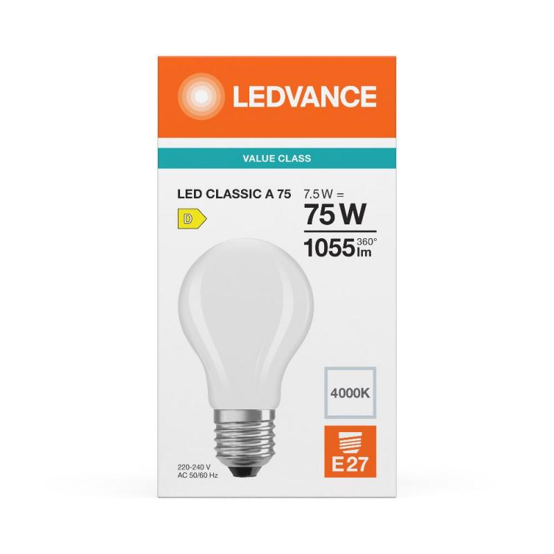 Ledvance E27 Retrofit CLASSIC LED Lampe gefrostet 7,5W wie 75W 4000K neutralweiß