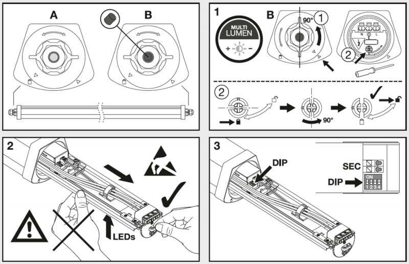 150cm LEDVANCE DAMP PROOF FLEX THROUGHWIRING Feuchtraumleuchte  DP FLEX TH 1500 P 42W ML 865 IP66 - Tageslichtweiß - mit Durchverdrahtung
