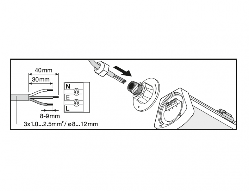 120cm LEDVANCE DAMP PROOF FLEX THROUGHWIRING Feuchtraumleuchte - DP FLEX TH 1200 P 34W ML 865 IP66- Tageslichtweiß - mit Durchverdrahtung
