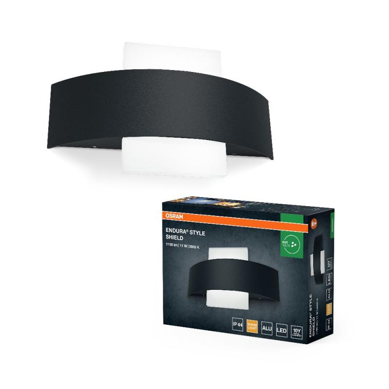 OSRAM LED Außen Wandleuchte Endura Style dunkelgrau/weiß IP44 -mit Lichtaustritt oben und unten in Dunkelgrau aus Aluminium, für Fassaden-/Eingänge