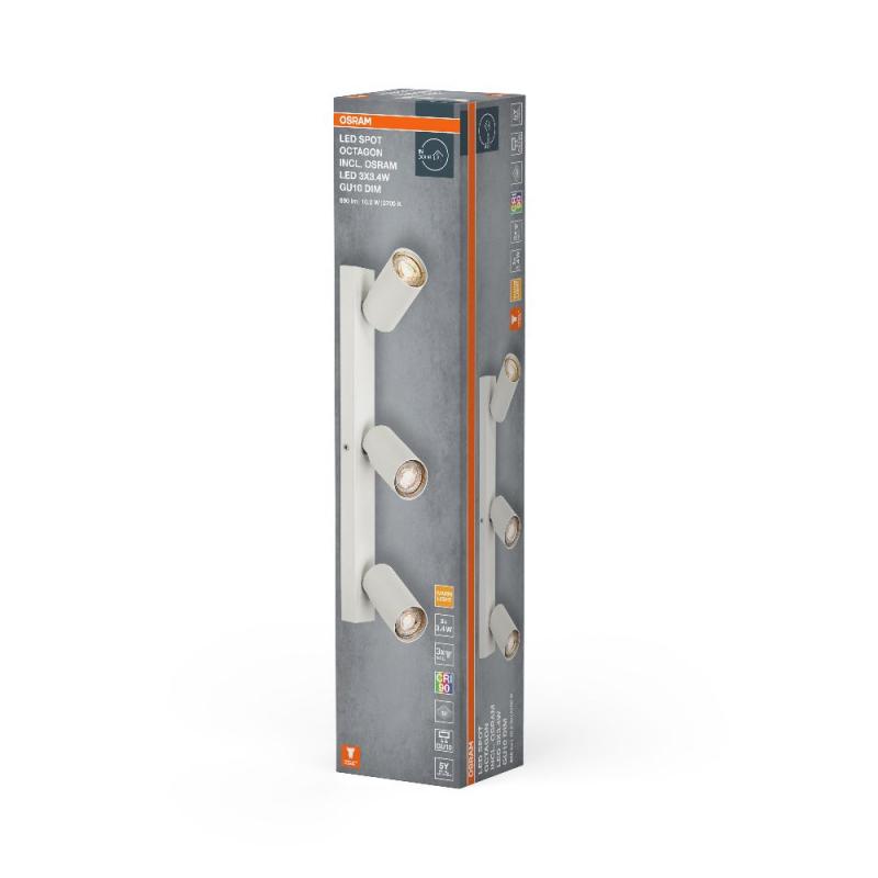 OSRAM LED Spot Octagon 3er Wand- und Decken Strahler dimmbar Weiß