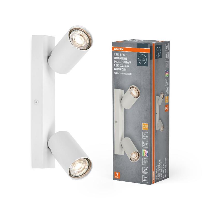 OSRAM LED Spot Octagon 2er Wand- und Decken Strahler dimmbar Weiß