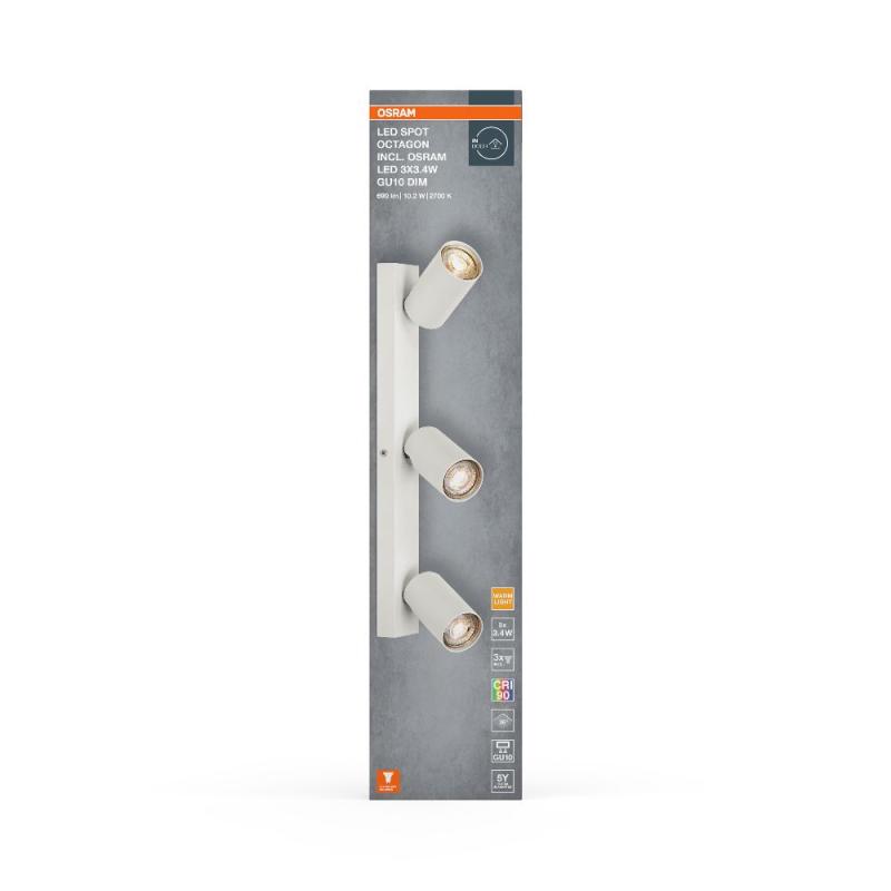 OSRAM LED Spot Octagon 3er Wand- und Decken Strahler dimmbar Weiß