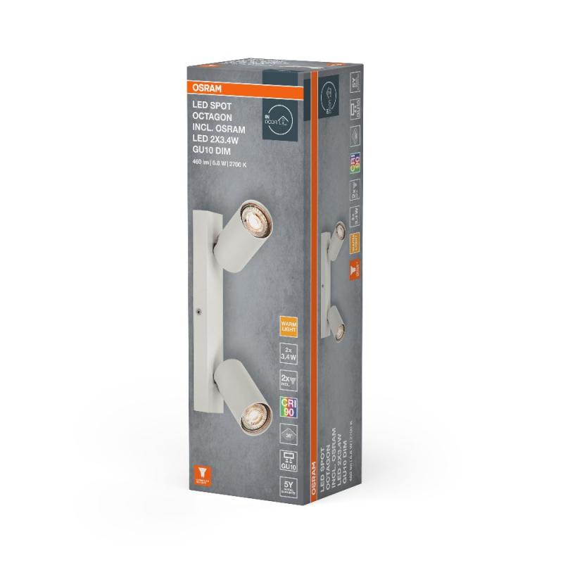 OSRAM LED Spot Octagon 2er Wand- und Decken Strahler dimmbar Weiß