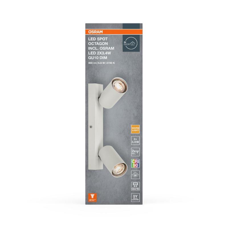 OSRAM LED Spot Octagon 2er Wand- und Decken Strahler dimmbar Weiß