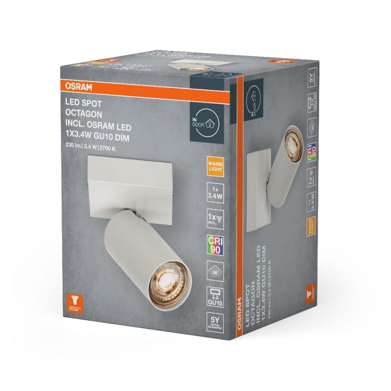 OSRAM LED Spot Octagon 1er Wand- und Decken Strahler dimmbar Weiß