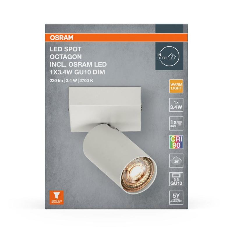 OSRAM LED Spot Octagon 1er Wand- und Decken Strahler dimmbar Weiß