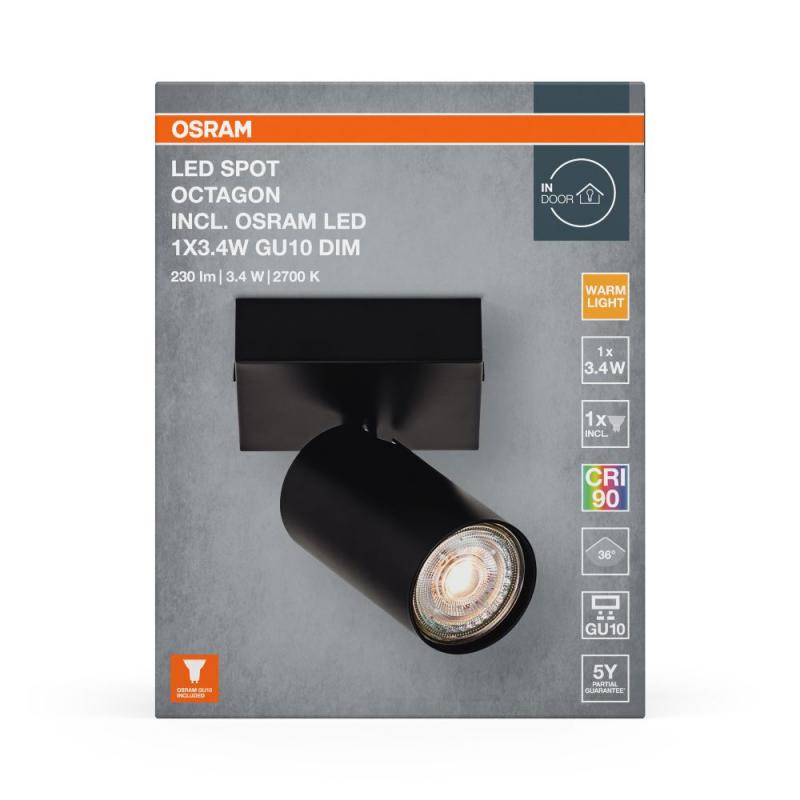 OSRAM LED Spot Octagon 1er Wand- und Decken Strahler Schwarz