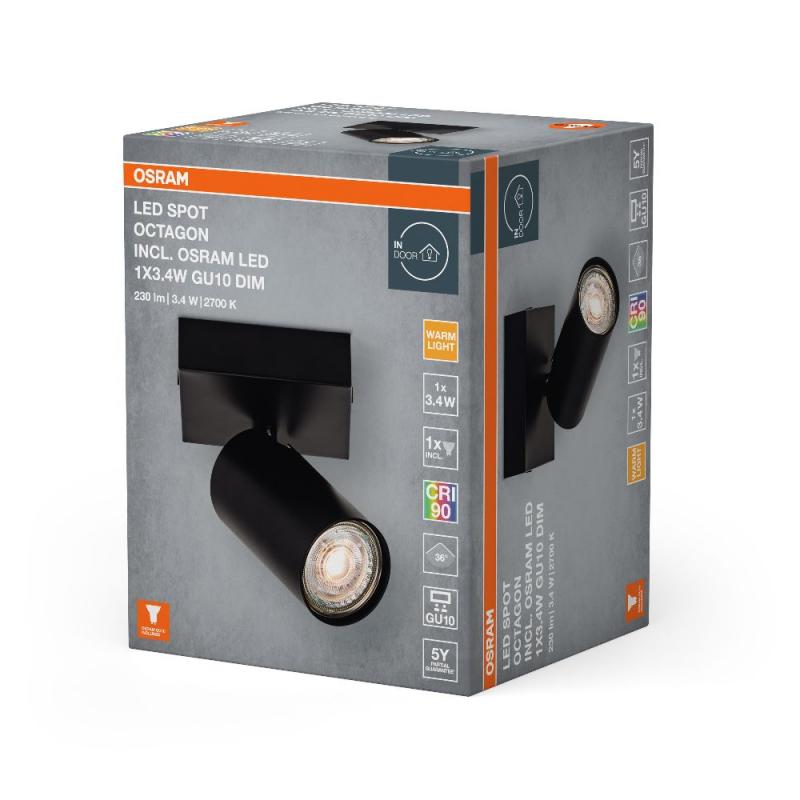 OSRAM LED Spot Octagon 1er Wand- und Decken Strahler Schwarz