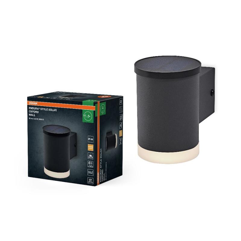 OSRAM LED Solar Wandleuchte Endura Style Solar Wall Oxford - indirekte Beleuchtung, wiederaufladbarer Akku, IP44, warmweiße Lichtfarbe