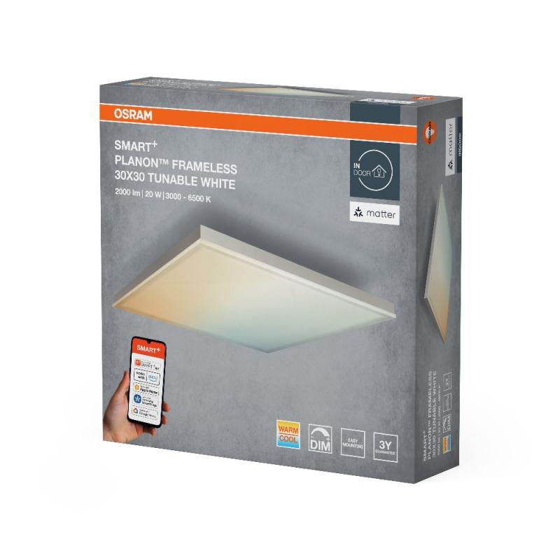 Osram SMART+ Matter Planon Frameless Tunbale White weiss 30x30cm, App-& Sprachsteuerung