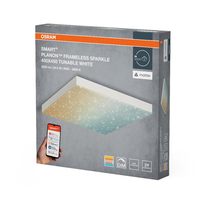 Osram SMART+ Matter Planon Frameless Sparkle 45x45cm Funkeleffekt erinnert an einen Nachthimmel