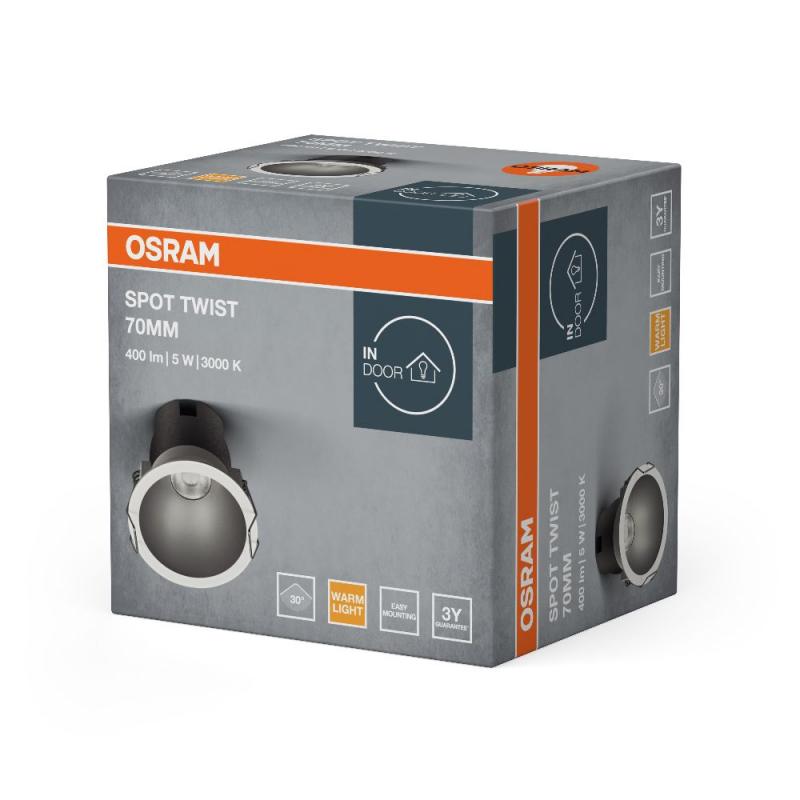 Osram Spot Twist Einbauleuchte 70mm 5W 3000K White Silver warmweißes Licht
