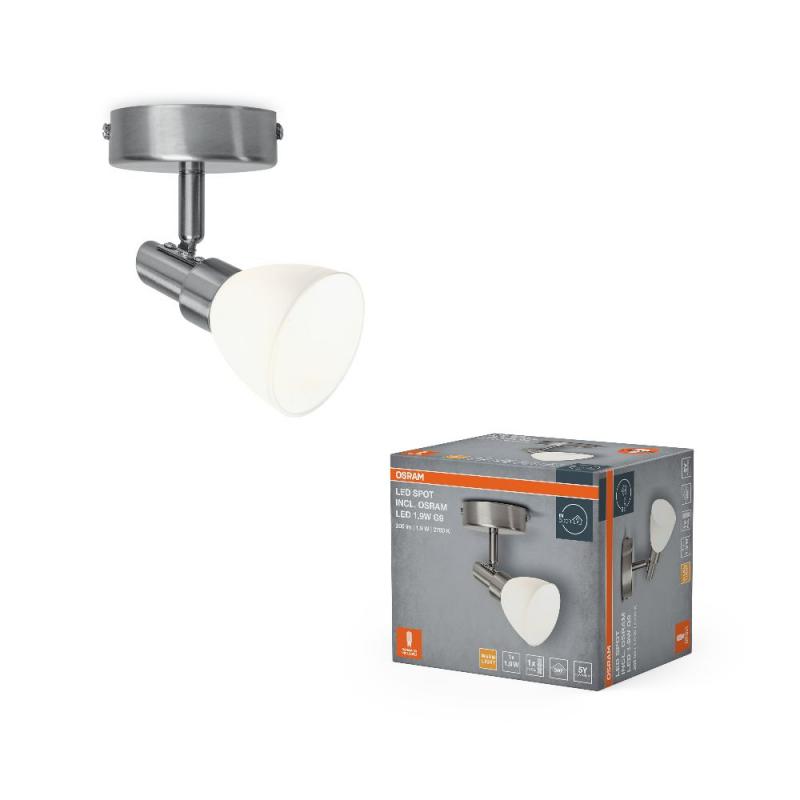 OSRAM 1-flammiger schwenkbarer LED Wandspot mit satiniertem Glas inkl. warmweißer sparsamer LED-Lampe