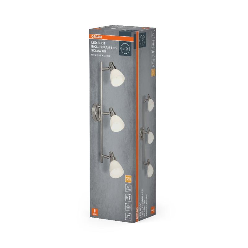 OSRAM 3-flammiger LED Decken Strahler mit satiniertem Glas inkl. sparsamer LED-Leuchtmittel